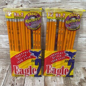 Lot of 2 VTG 2001 Sanford Brand Eagle #2 Pencils 12 Pack USA 09162 SEALED NEW